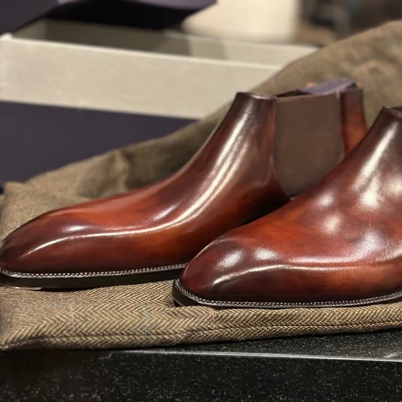 New Unworn Men\'s Acme Shoemaker Made-to-Order Chelsea Ankle Boot Genuine American Alligator Handmade Chelsea boot main image 4